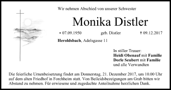 Anzeige von Monika Distler von MGO