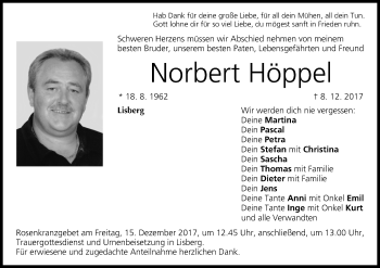 Anzeige von Norbert Höppel von MGO