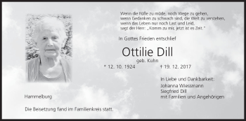 Anzeige von Ottilie Dill von MGO