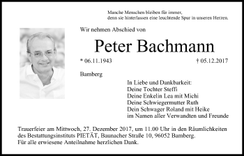 Anzeige von Peter Bachmann von MGO