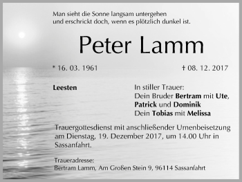 Anzeige von Peter Lamm von MGO
