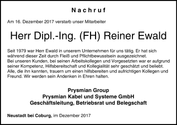 Anzeige von Reiner Ewald von MGO