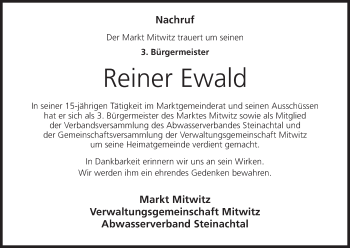 Anzeige von Reiner Ewald von MGO