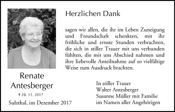Anzeige von Renate Antesberger von MGO