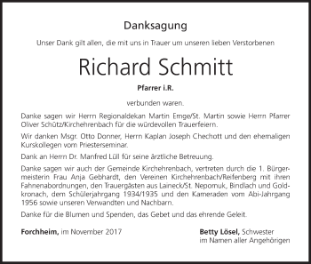 Anzeige von Richard Schmitt von MGO