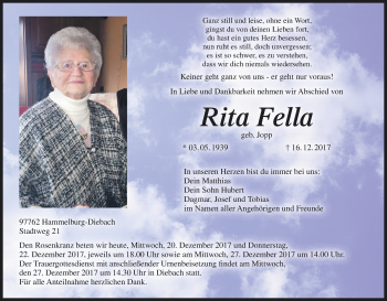 Anzeige von Rita Fella von MGO