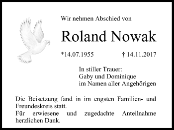Anzeige von Roland Nowak von MGO