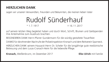 Anzeige von Rudolf Sünderhauf von MGO