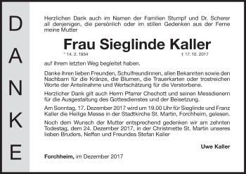Anzeige von Sieglinde Kaller von MGO
