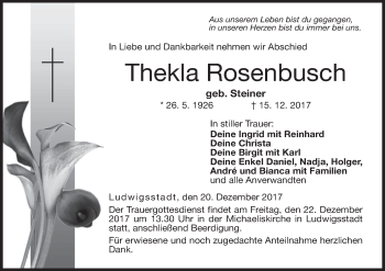 Anzeige von Thekla Rosenbusch von MGO