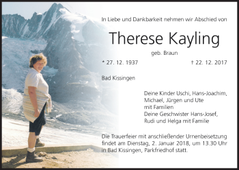 Anzeige von Therese Kayling von MGO