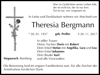 Anzeige von Theresia Bergmann von MGO