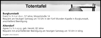 Anzeige von Totentafel vom 02.12.2017 von MGO