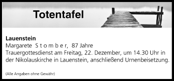 Anzeige von Totentafel vom 19.12.2017 von MGO