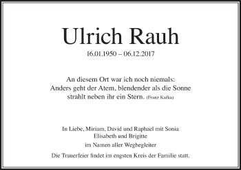 Anzeige von Ulrich Rauh von MGO