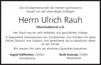 Anzeige von Ulrich Rauh von MGO