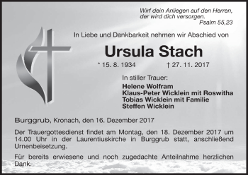 Anzeige von Ursula Stach von MGO