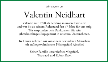 Anzeige von Valentin Neidhart von MGO