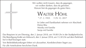 Anzeige von Walter Höhl von MGO