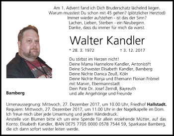Anzeige von Walter Kandler von MGO