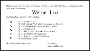 Anzeige von Werner Lux von MGO