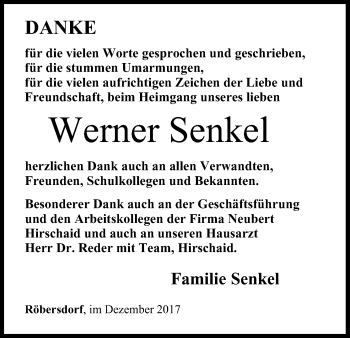 Anzeige von Werner Senkel von MGO