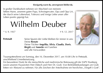 Anzeige von Wilhelm Deuber von MGO