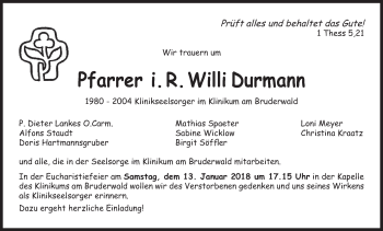 Anzeige von Willi Durmann von MGO