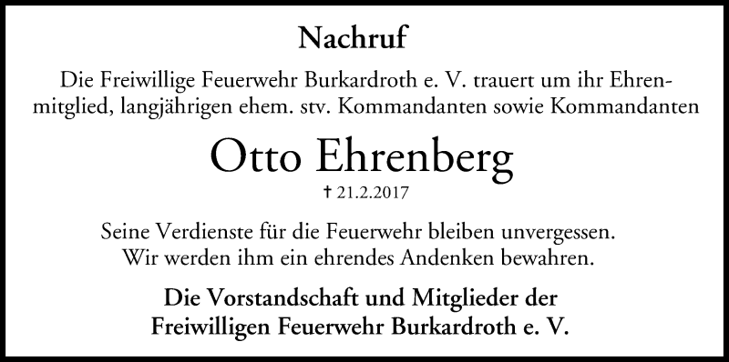  Traueranzeige für Otto Ehrenberg vom 01.03.2017 aus MGO