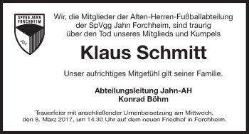 Anzeige von Klaus Schmitt von MGO