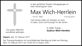 Anzeige von Max Wich-Herrlein von MGO