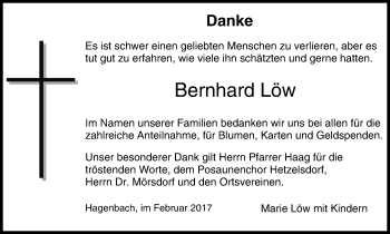 Anzeige von Bernhard Löw von MGO