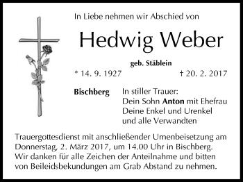Anzeige von Hedwig Weber von MGO