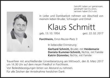 Anzeige von Klaus Schmitt von MGO