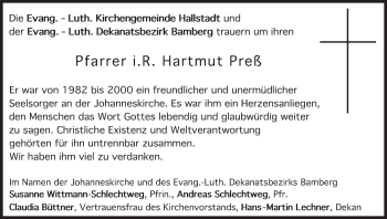Anzeige von Hartmut Preß von MGO