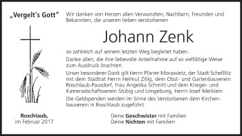 Anzeige von Johann Zenk von MGO