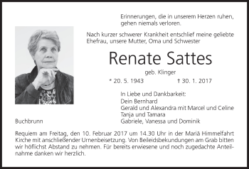 Anzeige von Renate Sattes von MGO