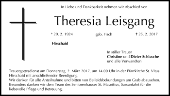 Anzeige von Theresia Leisgang von MGO