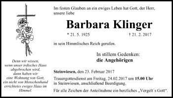 Anzeige von Barbara Klinger von MGO