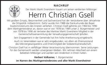 Anzeige von Christian Gsell von MGO