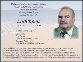Anzeige von Erich Kranz von MGO