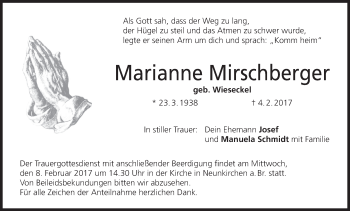 Anzeige von Marianne Mirschberger von MGO
