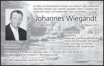 Anzeige von Johannes Wiegandt von MGO