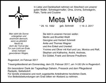 Anzeige von Meta Weiß von MGO