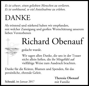 Anzeige von Richard Obenauf von MGO