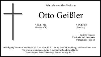 Anzeige von Otto Geißler von MGO