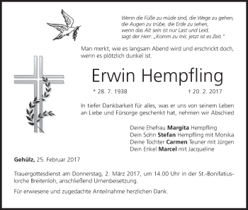 Anzeige von Erwin Hempfling von MGO