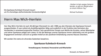 Anzeige von Max Wich-Herrlein von MGO