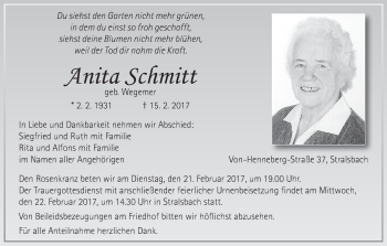 Anzeige von Anita Schmitt von MGO