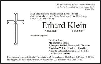 Anzeige von Erhard Klein von MGO